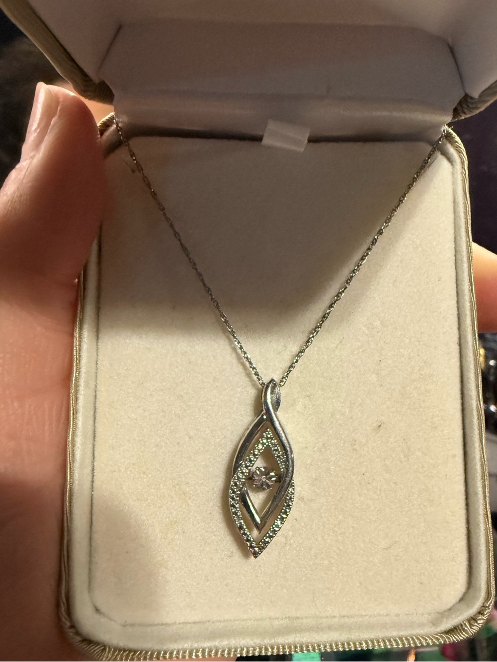 Sterling Silver Marquise Pendant Necklace with Clear Cubic Zirconia